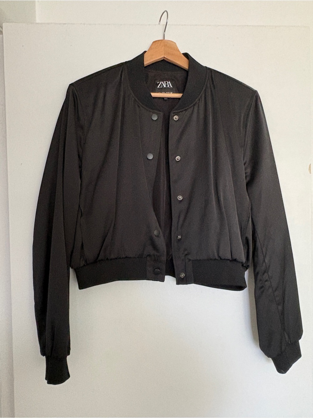 ZARA Black Women's Cropped Bomber Jacket